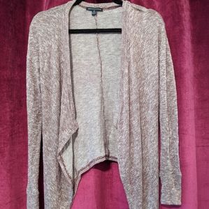 American Eagle Marled Heather Burgundy And White Open Cardigan